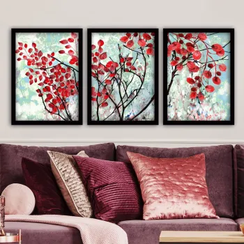 Set 3 tablouri decorative, 3SC119, Plastic, Multicolor imagine