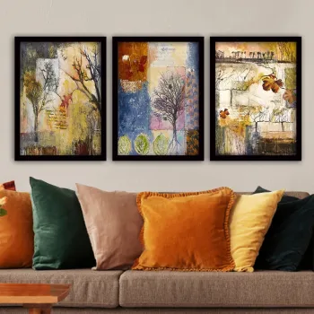 Set 3 tablouri decorative, 3SC147, Plastic, Multicolor imagine