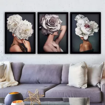 Set 3 tablouri decorative, 3SC159, MDF, Plastic, Multicolor imagine