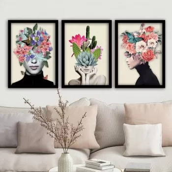 Set 3 tablouri decorative, 3SC161, MDF, Plastic, Multicolor imagine