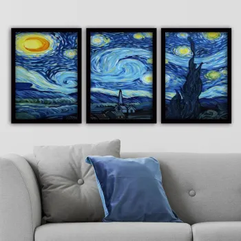 Set 3 tablouri decorative, 3SC190, Plastic, Multicolor imagine