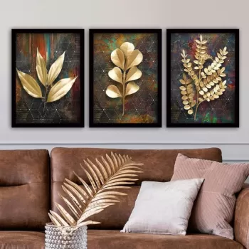 Set 3 tablouri decorative, 3SC27, MDF, Plastic, Multicolor imagine