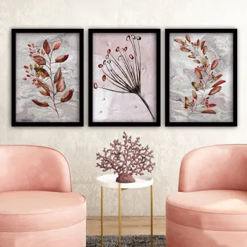 Set 3 tablouri decorative, 3SC67, Plastic, Multicolor imagine