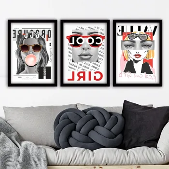 Set 3 tablouri decorative, 3SC91, Plastic, Multicolor imagine