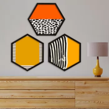 Set 3 tablouri decorative, 6GEN1548484, MDF, Plastic, Multicolor imagine