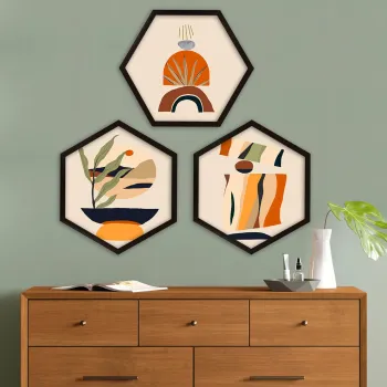 Set 3 tablouri decorative, 6GEN1836152, Plastic, Multicolor imagine
