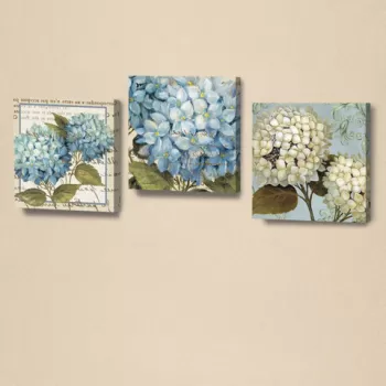 Set 3 tablouri decorative, AHM025, Piele ecologica, Lemn, Alb / Albastru / Verde imagine