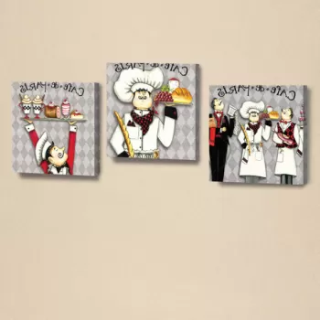 Set 3 tablouri decorative, AHM041, Piele ecologica, Lemn, Alb / Negru / Gri / Rosu / Verde imagine