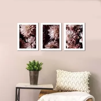 Set 3 tablouri decorative, Alpha Wall, Pastel Flowers, 30x40 cm imagine