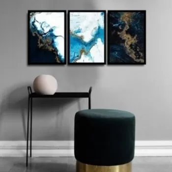 Set 3 tablouri decorative, Alpha Wall, Water Shapes, 36x51 cm imagine