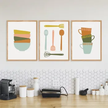 Set 3 tablouri decorative, Artsycllct39, MDF, Multicolor imagine