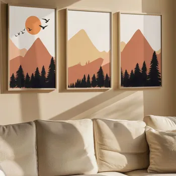 Set 3 tablouri decorative, Artvmodel28-Ahsap, Vopsea: 100% MDF (grosime: 2,7 mm), Multicolor imagine