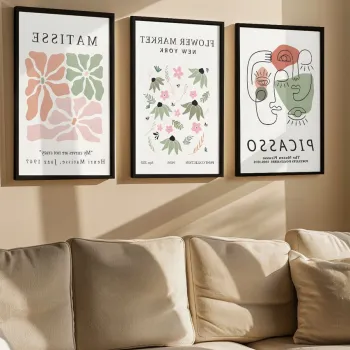 Set 3 tablouri decorative, Artvmodel3-Siyah, Vopsea: 100% MDF (grosime: 2,7 mm), Multicolor imagine
