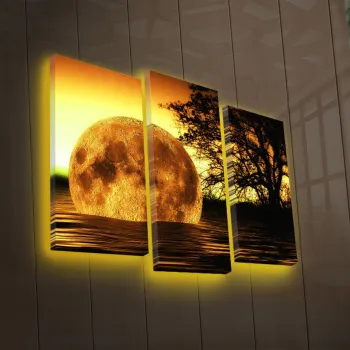Set 3 tablouri decorative cu lumina LED, 3PATDACT-26, 20 x 39 cm, 2 piese, Multicolor imagine