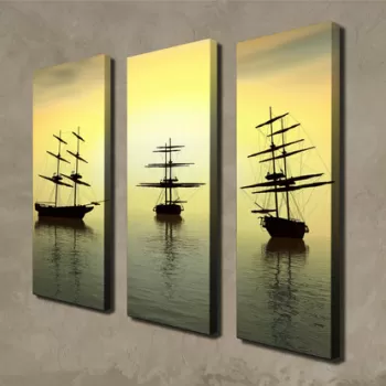 Set 3 tablouri decorative, CU03, Canvas, 20 x 70 cm, 3 piese, Multicolor imagine