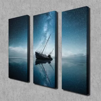 Set 3 tablouri decorative, CU04, Canvas, 20 x 70 cm, 3 piese, Multicolor imagine