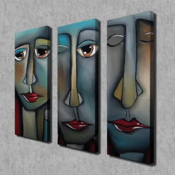 Set 3 tablouri decorative, CU05, Canvas, 20 x 70 cm, 3 piese, Multicolor imagine