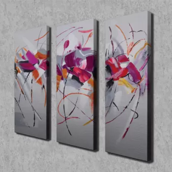Set 3 tablouri decorative, CU06, Canvas, 20 x 70 cm, 3 piese, Multicolor imagine
