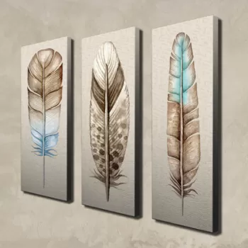 Set 3 tablouri decorative, CU08, Canvas, 20 x 70 cm, 3 piese, Multicolor imagine