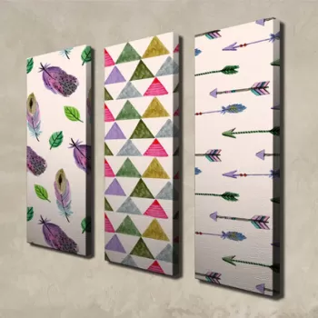 Set 3 tablouri decorative, CU09, Canvas, 20 x 70 cm, 3 piese, Multicolor imagine