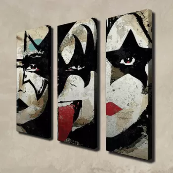 Set 3 tablouri decorative, CU16, Canvas, Lemn, Multicolor imagine