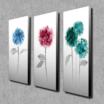 Set 3 tablouri decorative, CU17, Canvas, Lemn, Multicolor imagine