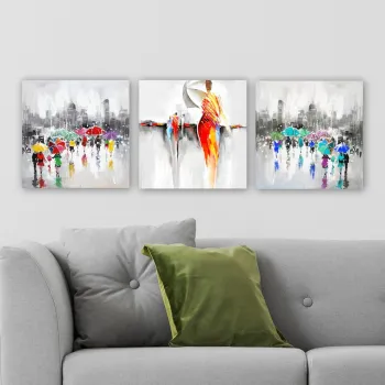 Set 3 tablouri decorative, DRPRC04, Cadru: 100% LEMN (grosime: 3 cm), Multicolor imagine