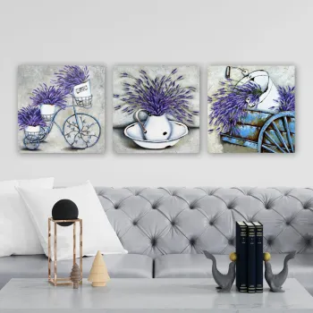 Set 3 tablouri decorative, DRPRC60, Cadru: 100% LEMN (grosime: 3 cm), Multicolor imagine
