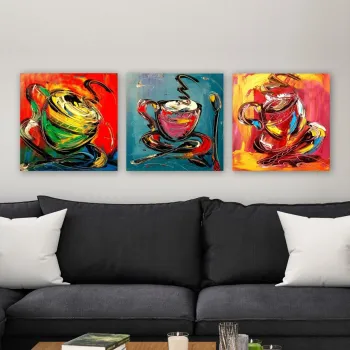 Set 3 tablouri decorative, drprc6029, Cadru: 100% LEMN (grosime: 3 cm), Multicolor imagine
