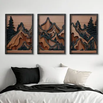 Set 3 tablouri decorative, Ersy3Syhcrv44, MDF, Multicolor imagine