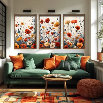 Set 3 tablouri decorative, GE258-L, Lemn, Multicolor imagine