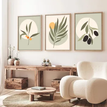 Set 3 tablouri decorative, Huhu116, Cadru: 100% LEMN MASIV (Grosime: 2,5 cm), Multicolor imagine
