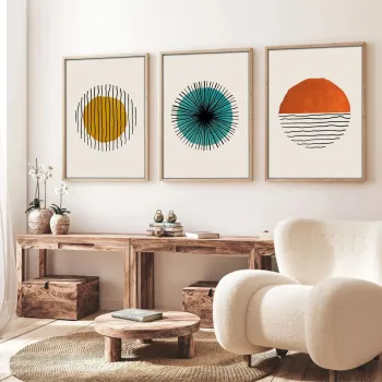 Set 3 tablouri decorative, Huhu12, Cadru: 100% LEMN MASIV (Grosime: 2,5 cm), Multicolor imagine