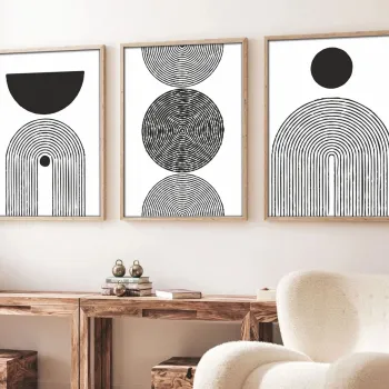 Set 3 tablouri decorative, Huhu163, Cadru: 100% LEMN MASIV (Grosime: 2,5 cm), Multicolor imagine