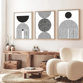 Set 3 tablouri decorative, Huhu163, Cadru: 100% LEMN MASIV (Grosime: 2,5 cm), Multicolor imagine