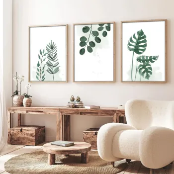 Set 3 tablouri decorative, Huhu193, Cadru: 100% LEMN MASIV (Grosime: 2,5 cm), Multicolor imagine