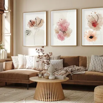 Set 3 tablouri decorative, Huhu205, Cadru: 100% LEMN MASIV (Grosime: 2,5 cm), Multicolor imagine
