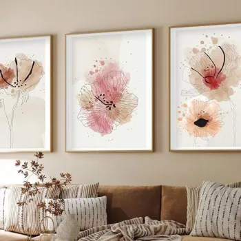 Set 3 tablouri decorative, Huhu205, Cadru: 100% LEMN MASIV (Grosime: 2,5 cm), Multicolor imagine