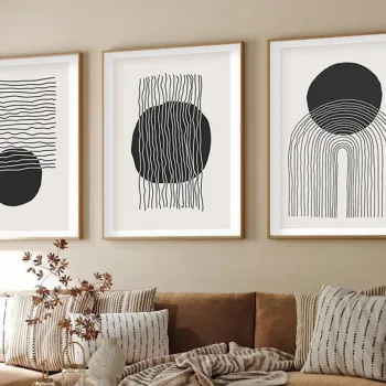 Set 3 tablouri decorative, Huhu213, Cadru: 100% LEMN MASIV (Grosime: 2,5 cm), Multicolor imagine