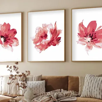 Set 3 tablouri decorative, Huhu216, Cadru: 100% LEMN MASIV (Grosime: 2,5 cm), Multicolor imagine