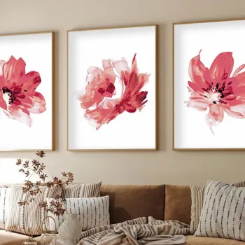 Set 3 tablouri decorative, Huhu216, Cadru: 100% LEMN MASIV (Grosime: 2,5 cm), Multicolor imagine