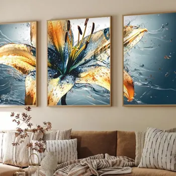 Set 3 tablouri decorative, Huhu219, Cadru: 100% LEMN MASIV (Grosime: 2,5 cm), Multicolor imagine