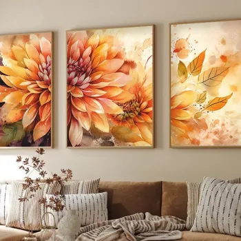 Set 3 tablouri decorative, Huhu220, Cadru: 100% LEMN MASIV (Grosime: 2,5 cm), Multicolor imagine
