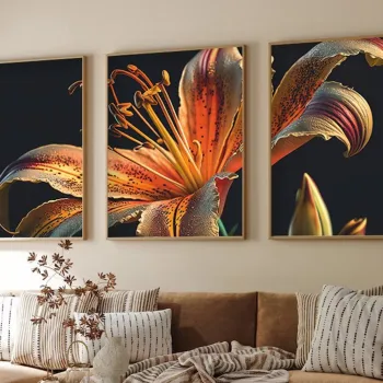 Set 3 tablouri decorative, Huhu221, Cadru: 100% LEMN MASIV (Grosime: 2,5 cm), Multicolor imagine