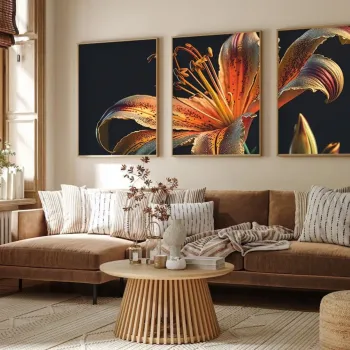 Set 3 tablouri decorative, Huhu221, Cadru: 100% LEMN MASIV (Grosime: 2,5 cm), Multicolor imagine