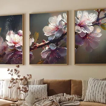 Set 3 tablouri decorative, Huhu222, Cadru: 100% LEMN MASIV (Grosime: 2,5 cm), Multicolor imagine