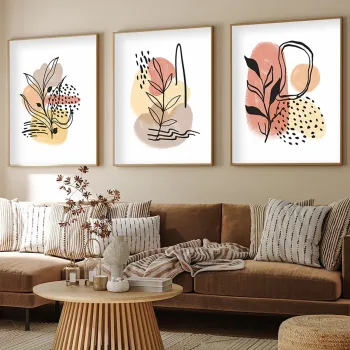Set 3 tablouri decorative, Huhu226, Cadru: 100% LEMN MASIV (Grosime: 2 cm), Multicolor imagine