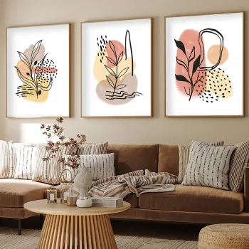 Set 3 tablouri decorative, Huhu226, Cadru: 100% LEMN MASIV (Grosime: 2 cm), Multicolor imagine