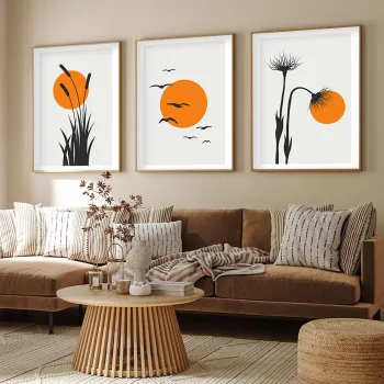 Set 3 tablouri decorative, Huhu228, Cadru: 100% LEMN MASIV (Grosime: 2 cm), Multicolor imagine