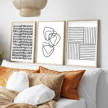 Set 3 tablouri decorative, Huhu239, Cadru: 100% LEMN MASIV (Grosime: 2 cm), Multicolor imagine